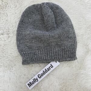 Molly Goddard Gray Wool Lace Hole Beanie Hat Perforated Lambswool NWT